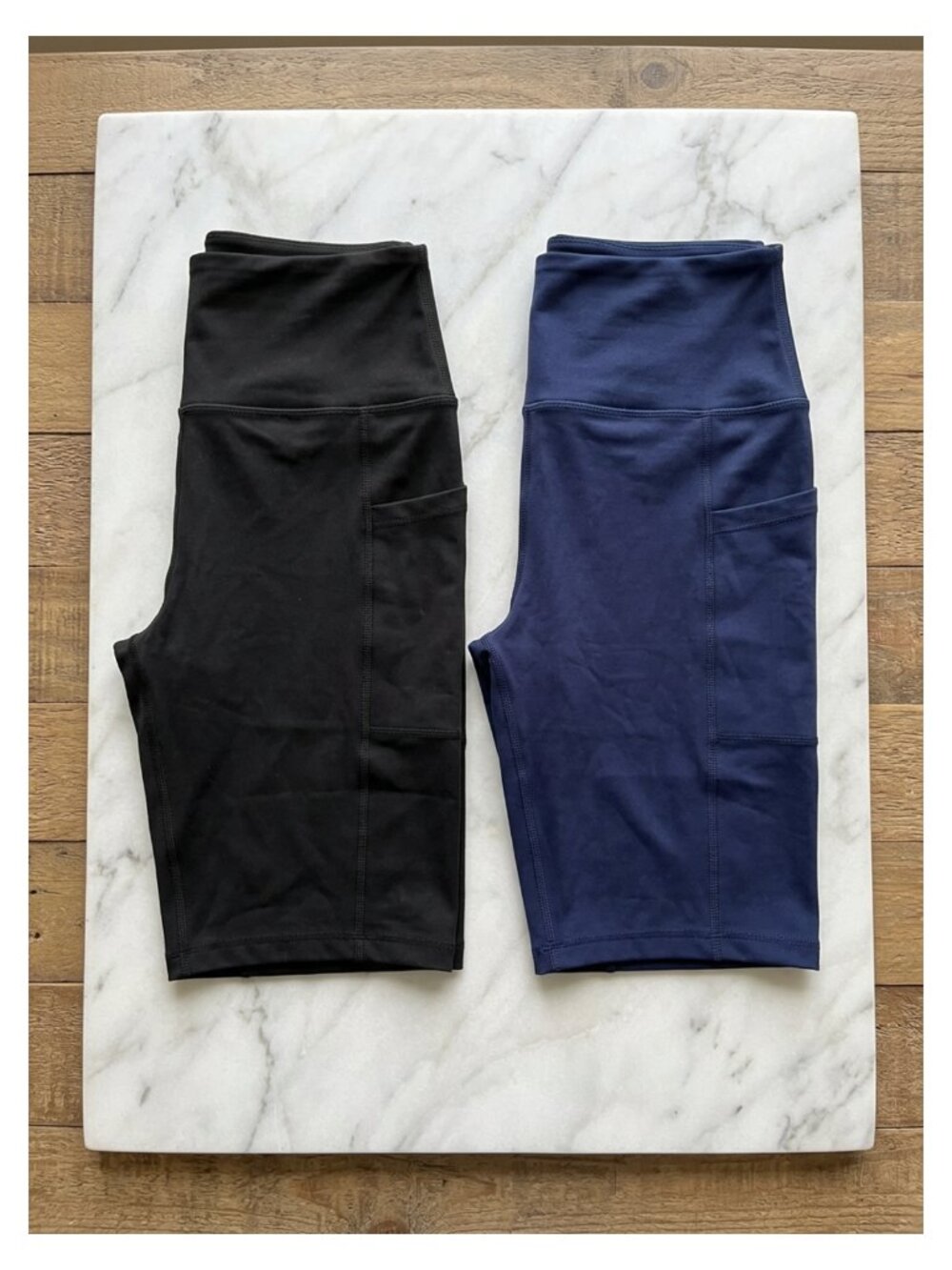 2 Pack Womens Biker Shorts with Side Pockets 6 Inch High Waist Tummy Control